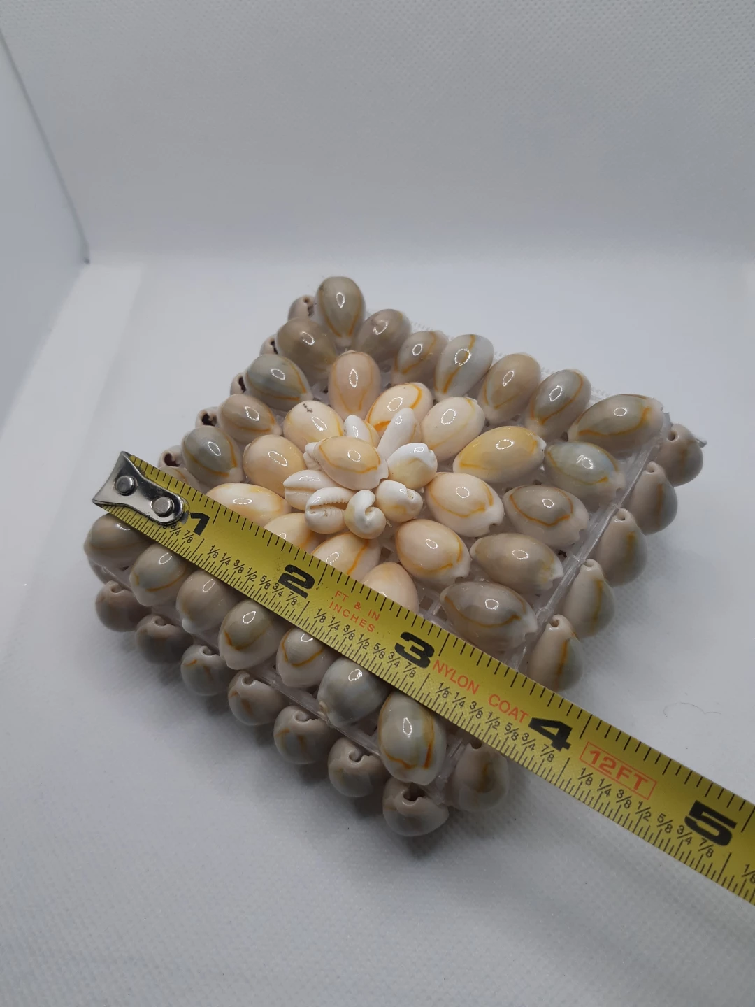 Vintage handmade square cowrie shell coin purse - photo 4