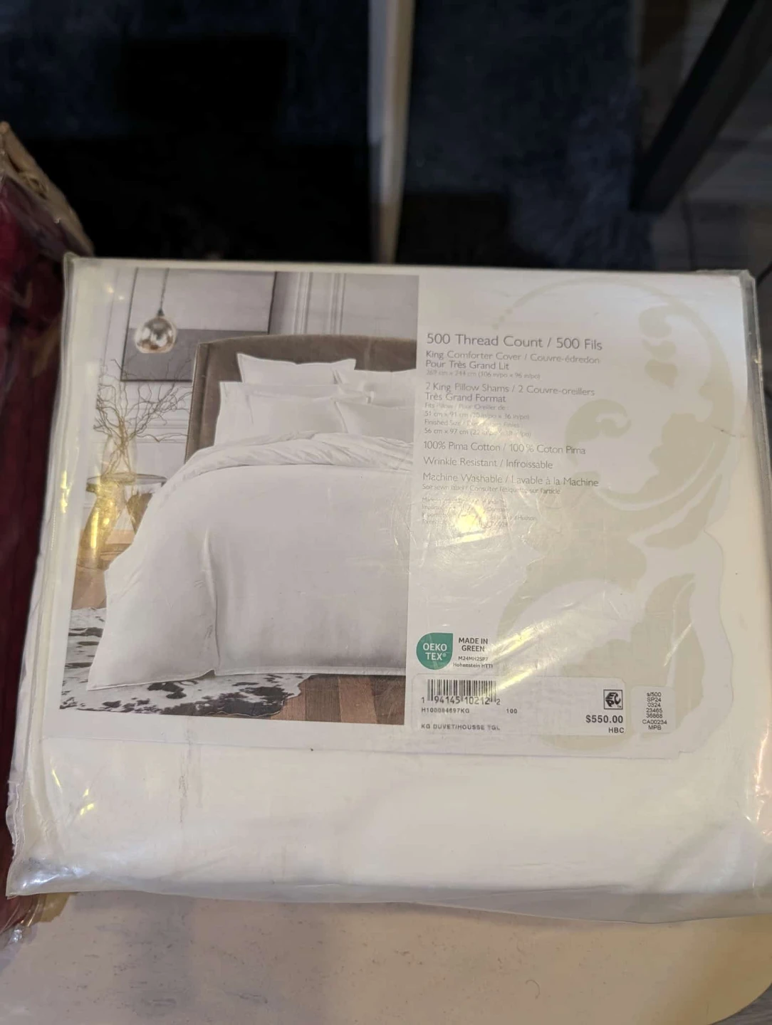 500 Thread Count King Comforter Cover Set - New