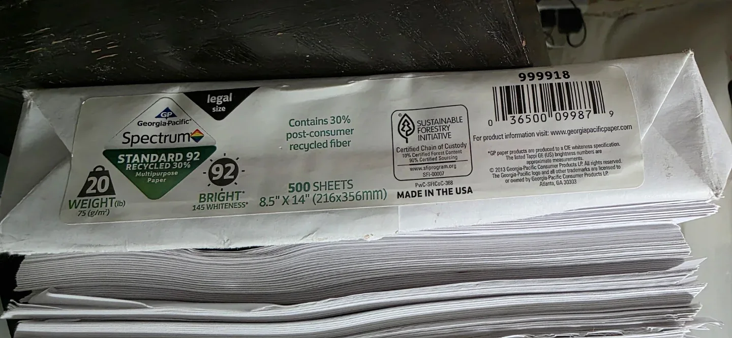 Georgia-Pacific Spectrum Legal Size Paper - 500 Sheets