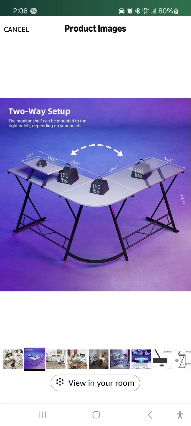L-Shaped Corner Desk with Monitor Shelf