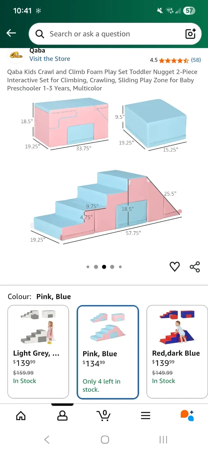 Qaba Kids Crawl & Climb Foam Play Set - Pink/Blue