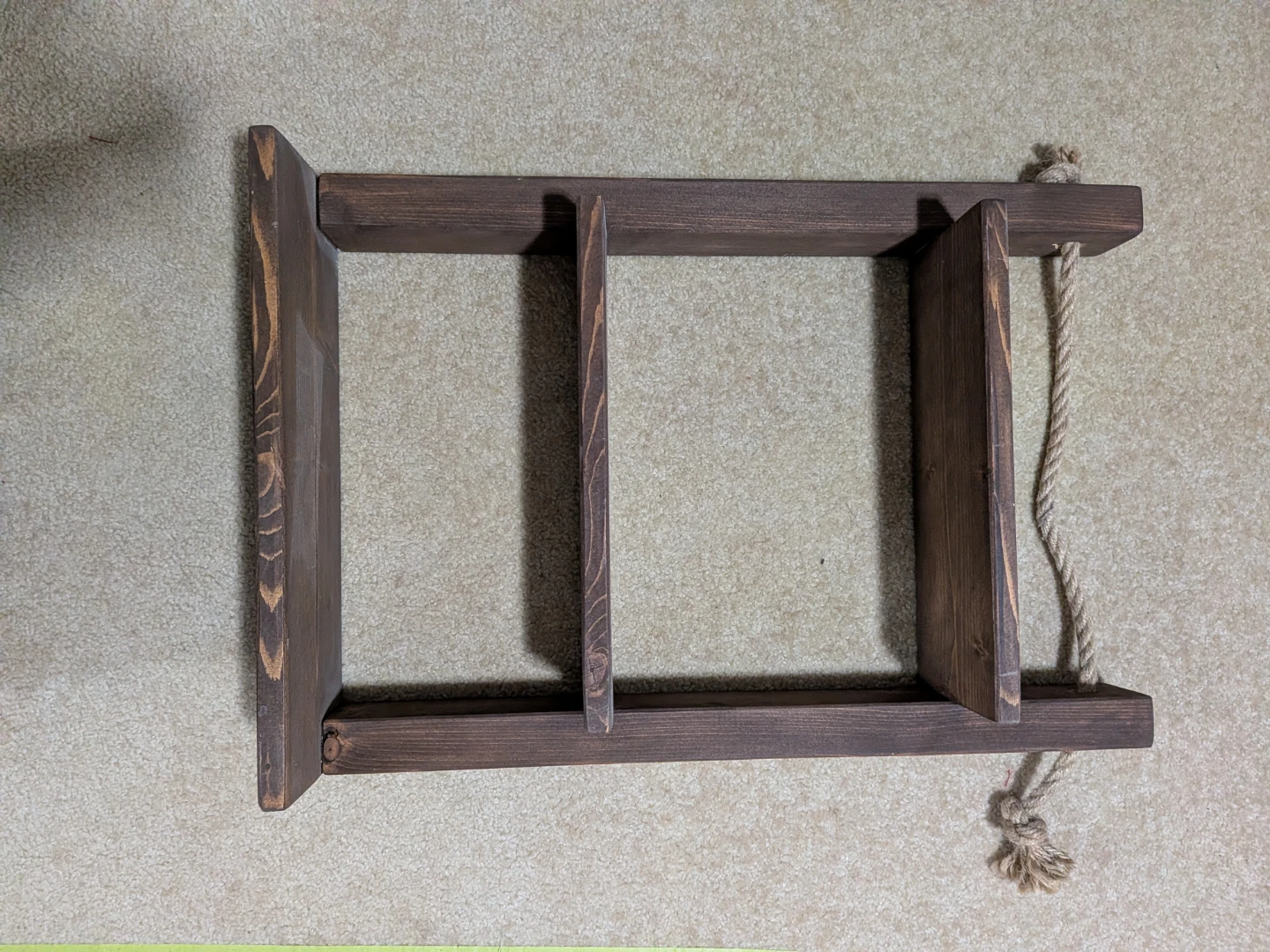 Rustic Brown Wood Hanging Shelf