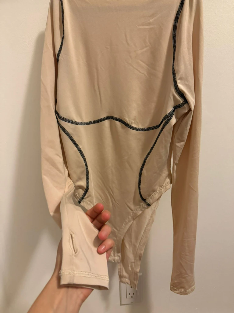 Beige Long Sleeve Bodysuit -Size S - photo 2