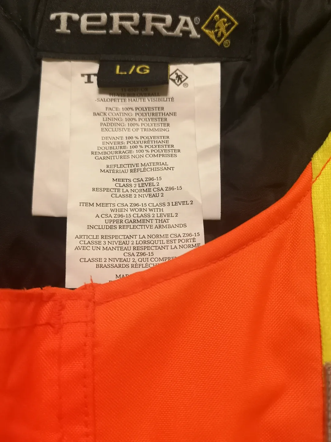 Terra High Visibility Orange Salopette - Size L/G image indicator(4)