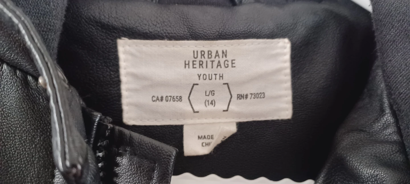 Urban Heritage Youth Black Faux Leather Jacket - L - photo 2