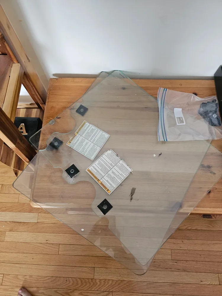 #Cleanout Black Entertainment Unit with Tampered Glass shelves