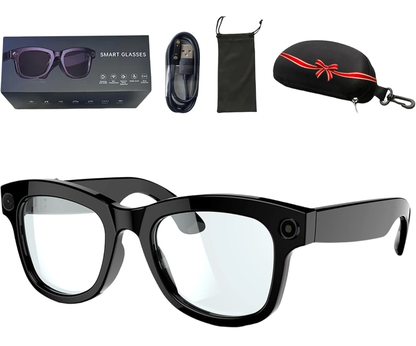 Smart Glasses with Camera and Bluetooth - Black - photo 2