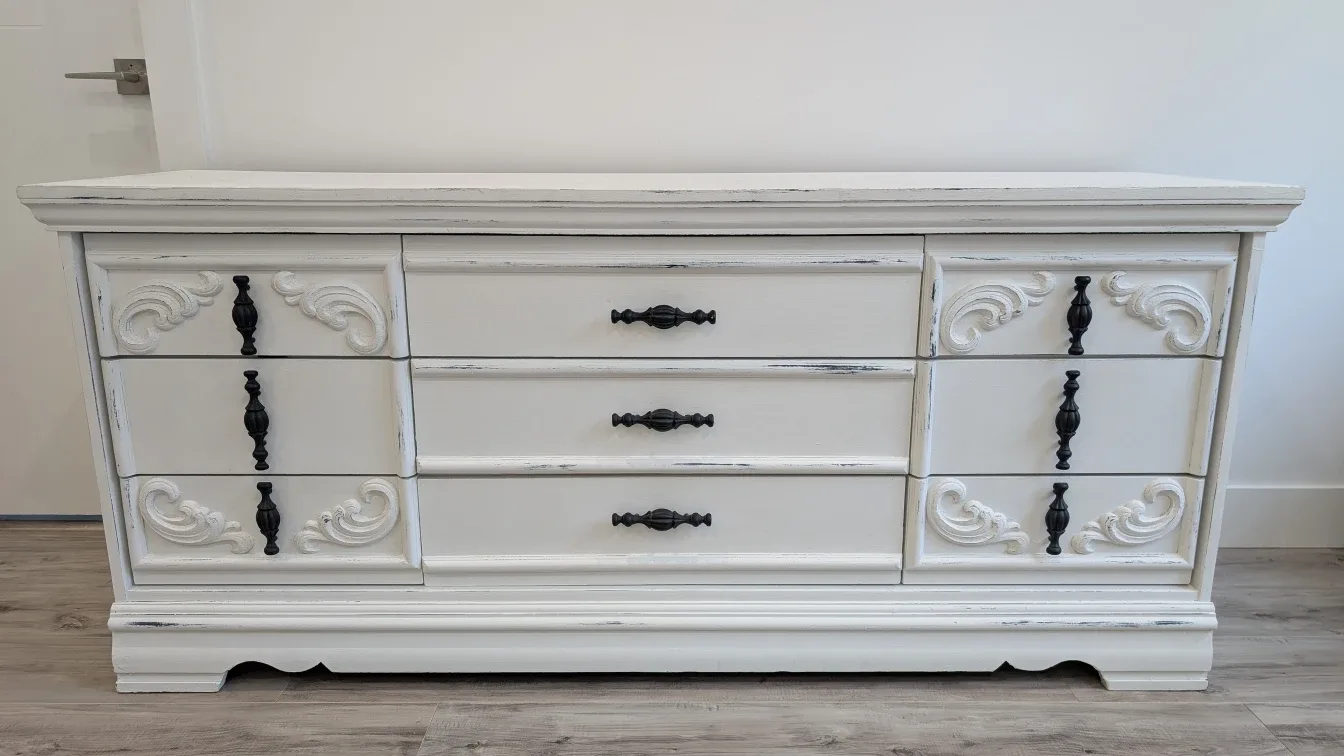 Charming Antique Dresser with 9 Drawers