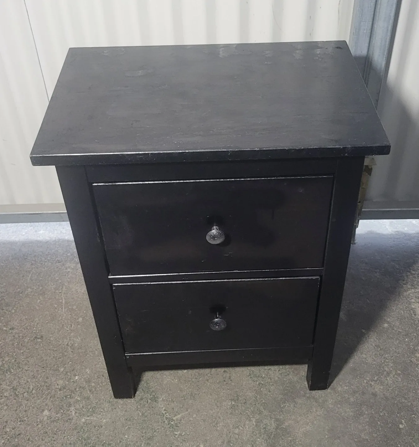 Black Wood 2-Drawer Nightstand