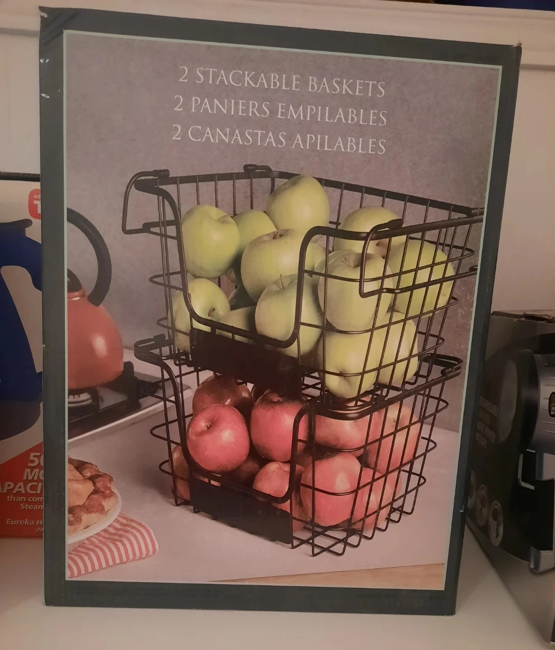 2 Sturdy Large Wire Stackable Baskets - Brand New - photo 3