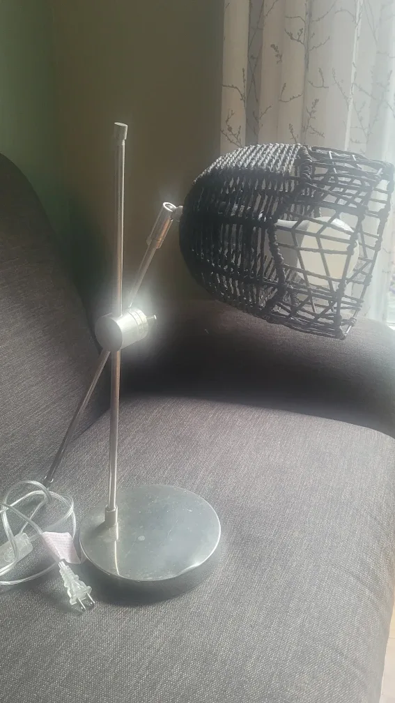 Black Rattan Shade Desk Lamp