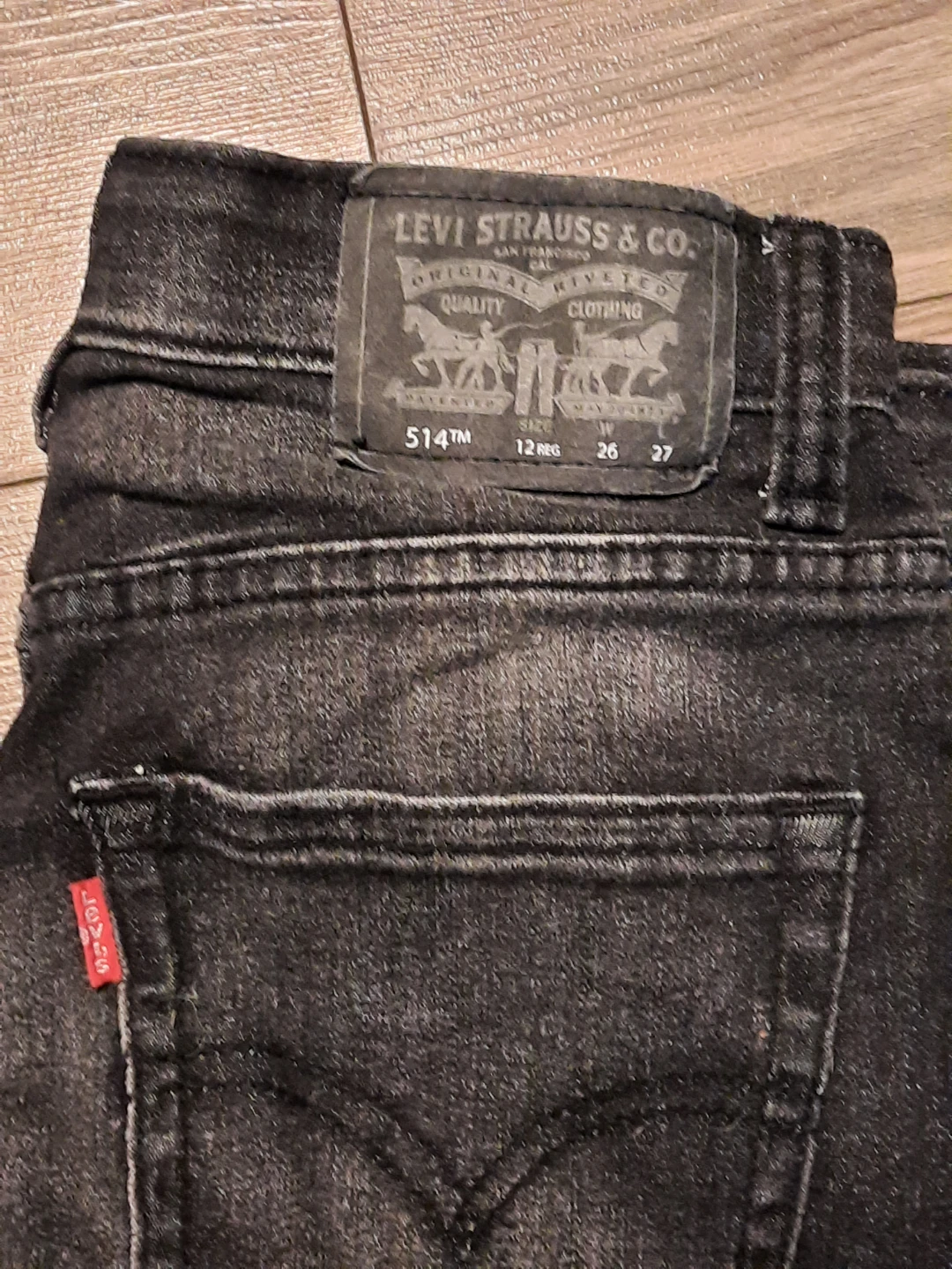 $8 Levi's 514 Black Denim Pants Kid's Size 12 Reg. 26×27 - photo 2
