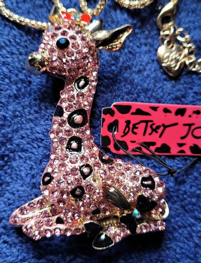 Designer Betsy Johnson Giraffe Pendant Necklace