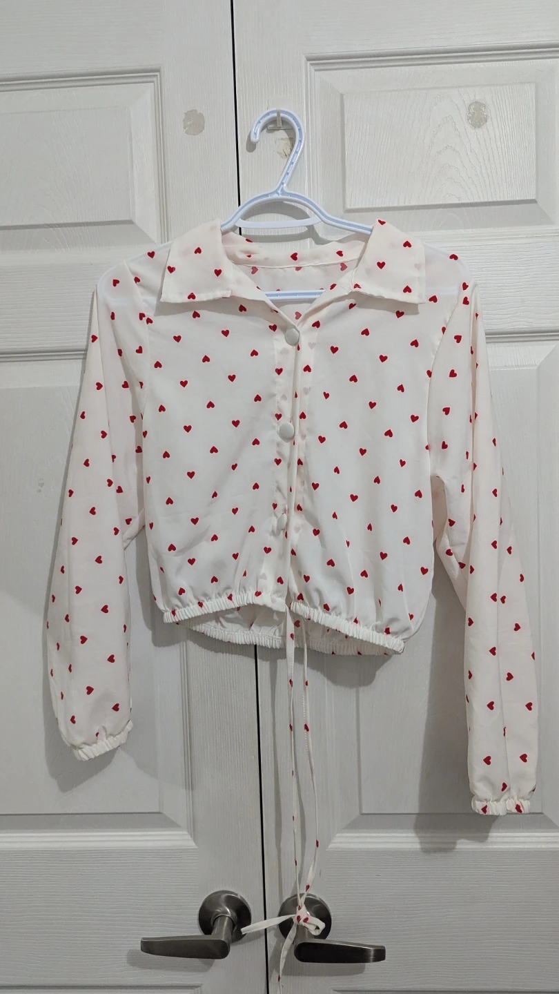 Heart Print Crop Top - Size Small-Medium