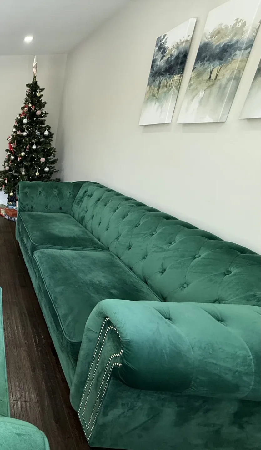 Emerald Green Velvet Chesterfield Sofa