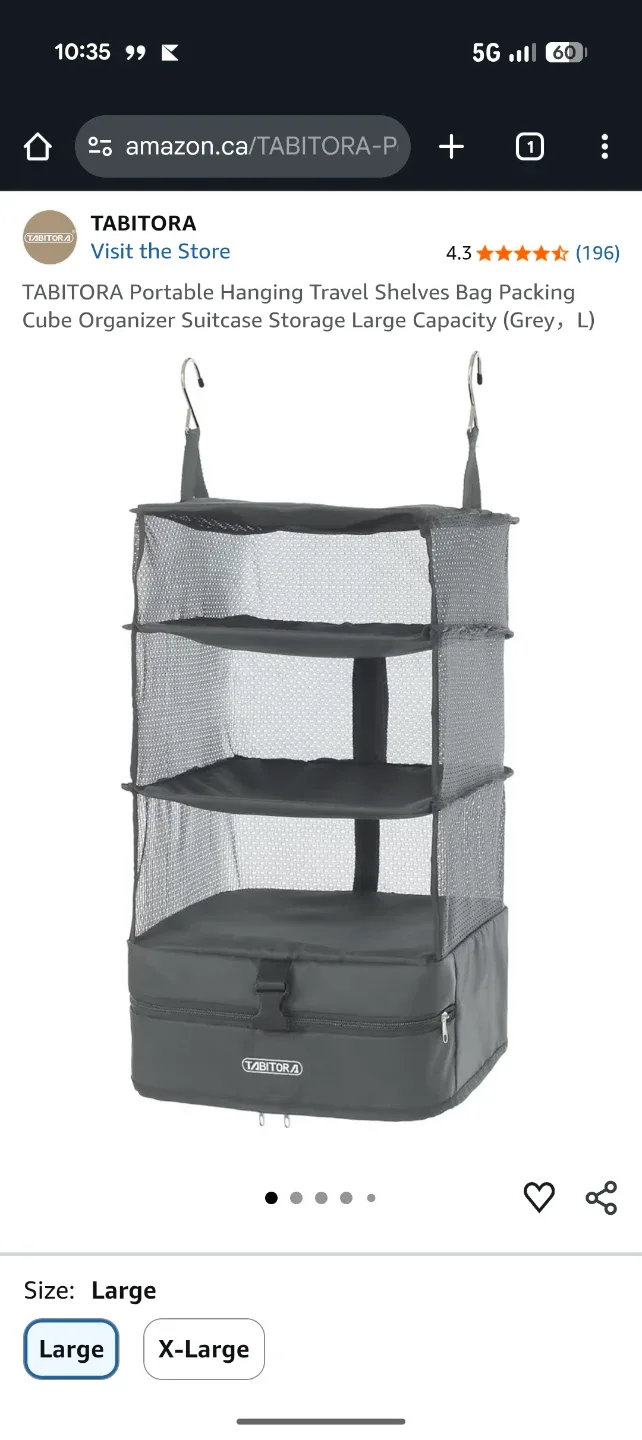 New Tabitora Hanging Travel Shelves - Black XL