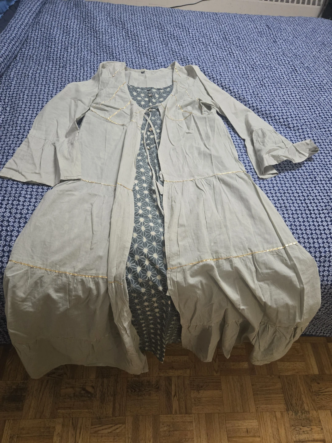 Grey Long Dress with Cardigan
