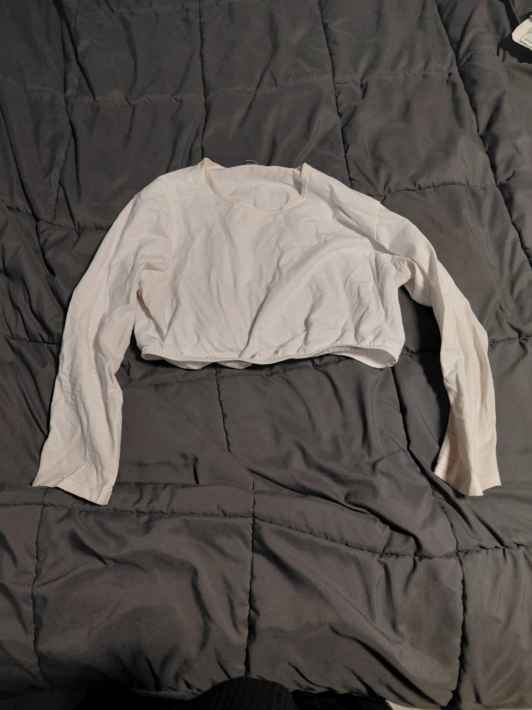 White Long Sleeve Crop Top