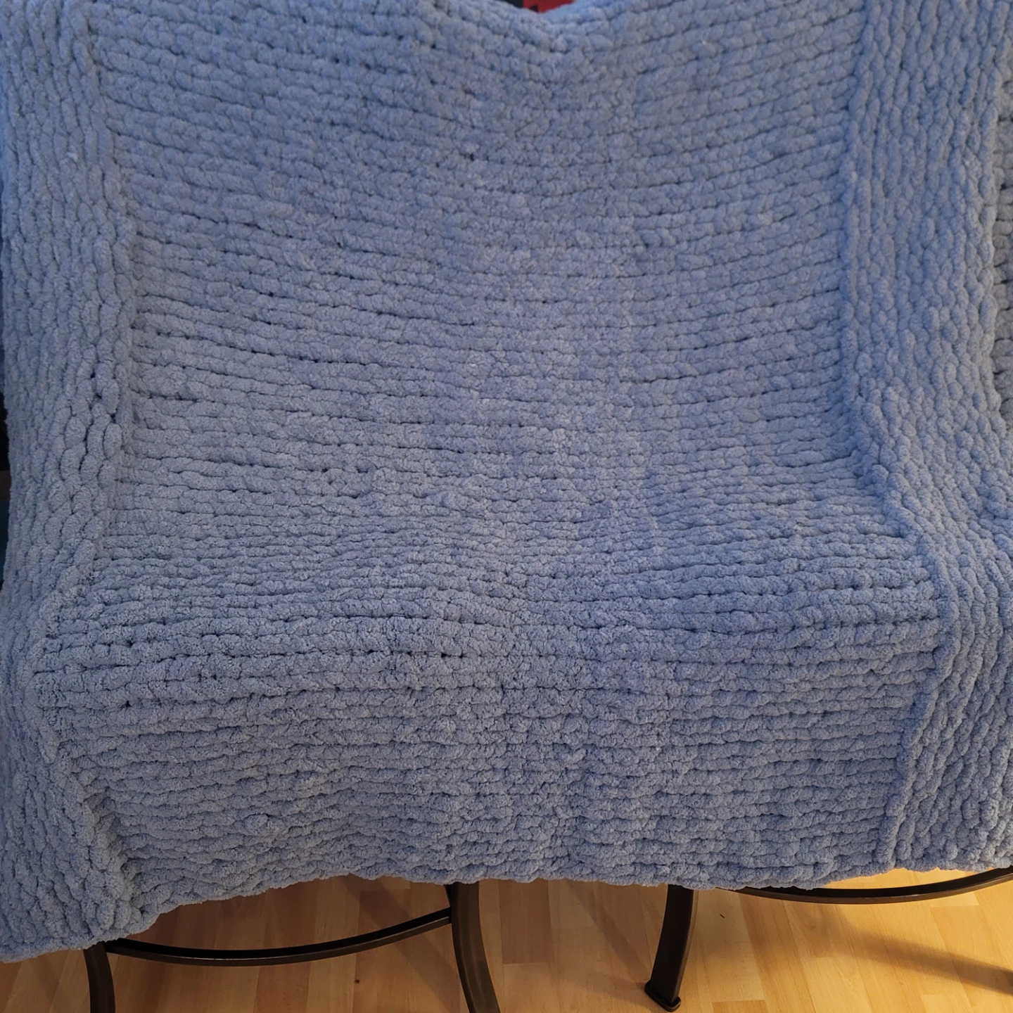 Blue Chunky Crochet Blanket 50" × 60"