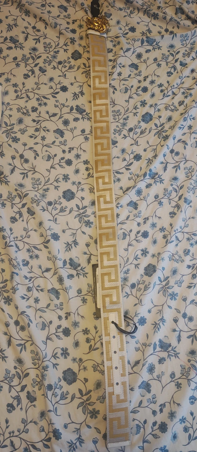 2 Versace belts Beige/Gold and Navy/Grey, Size 75 - photo 3