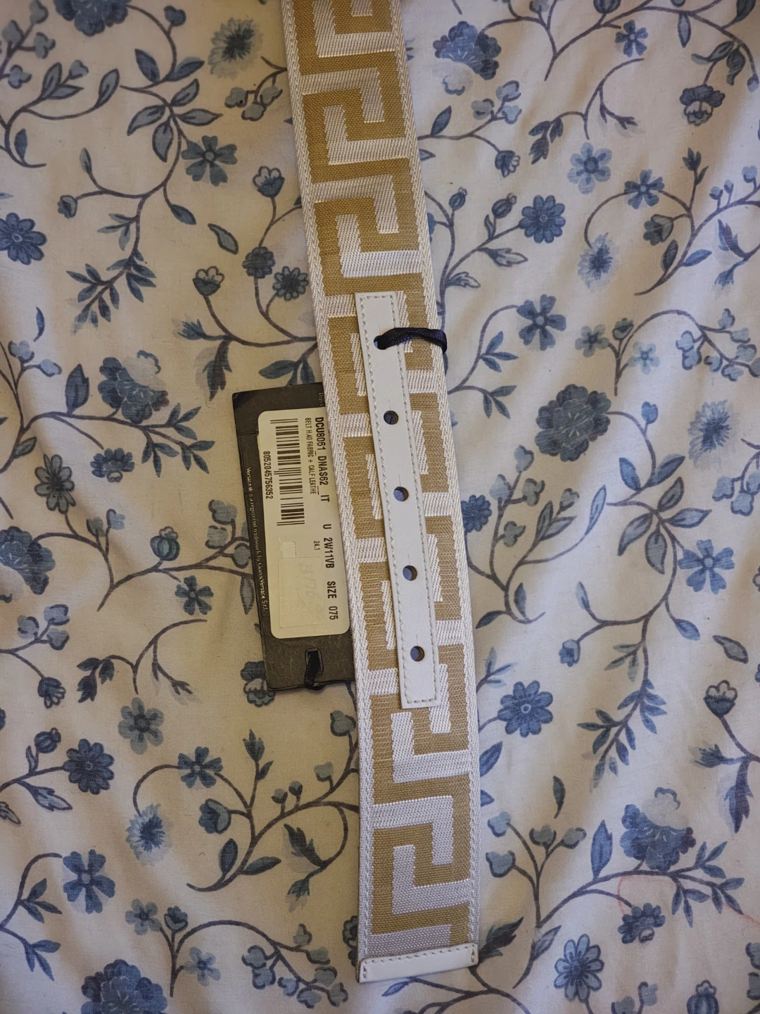 2 Versace belts Beige/Gold and Navy/Grey, Size 75 - photo 4