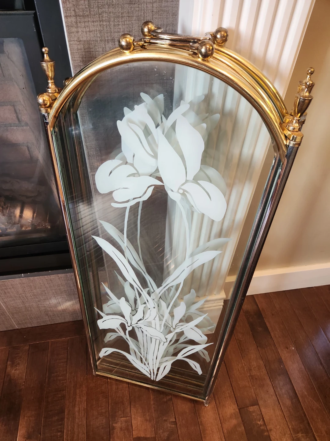 RARE 1980's Gold and glass fireplace screen - photo 2