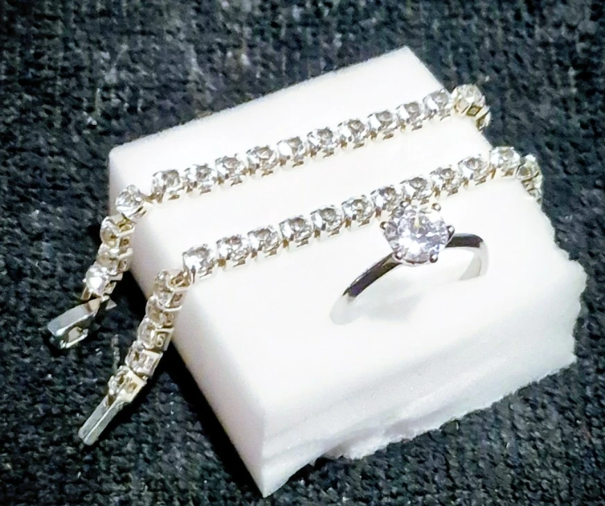 GRA Moissanite Ring & Bracelet Set 18k rgp
