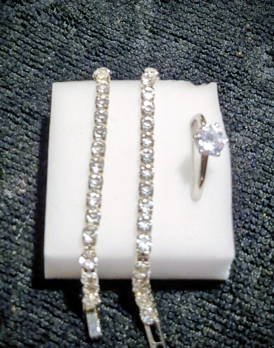 GRA Moissanite Ring & Bracelet Set 18k rgp - photo 2