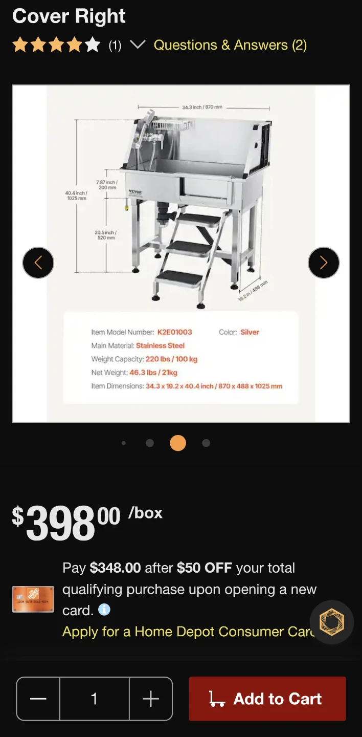 VEVOR Dog Grooming Tub - New in Box! - photo 2