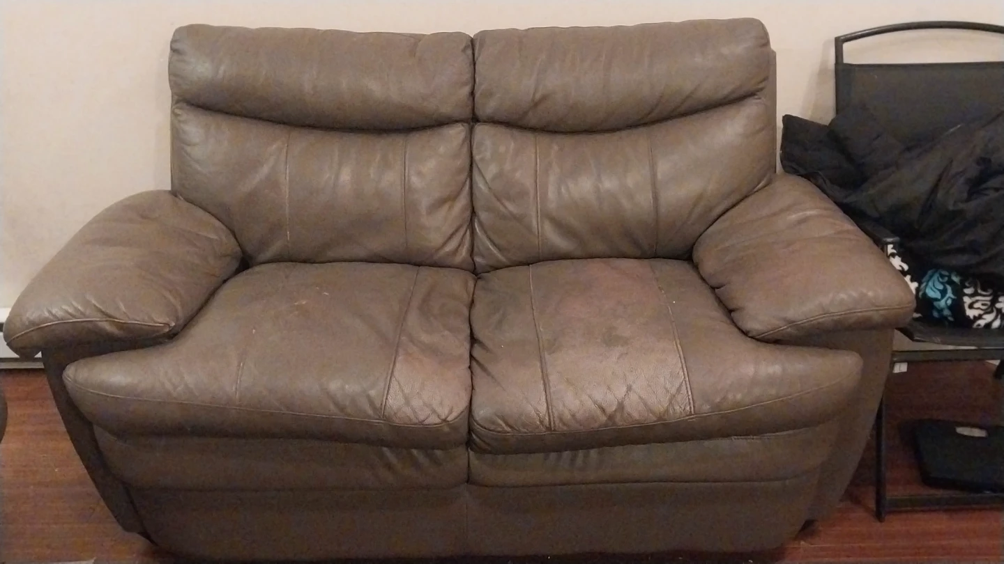 Brown Leather Loveseat Sofa