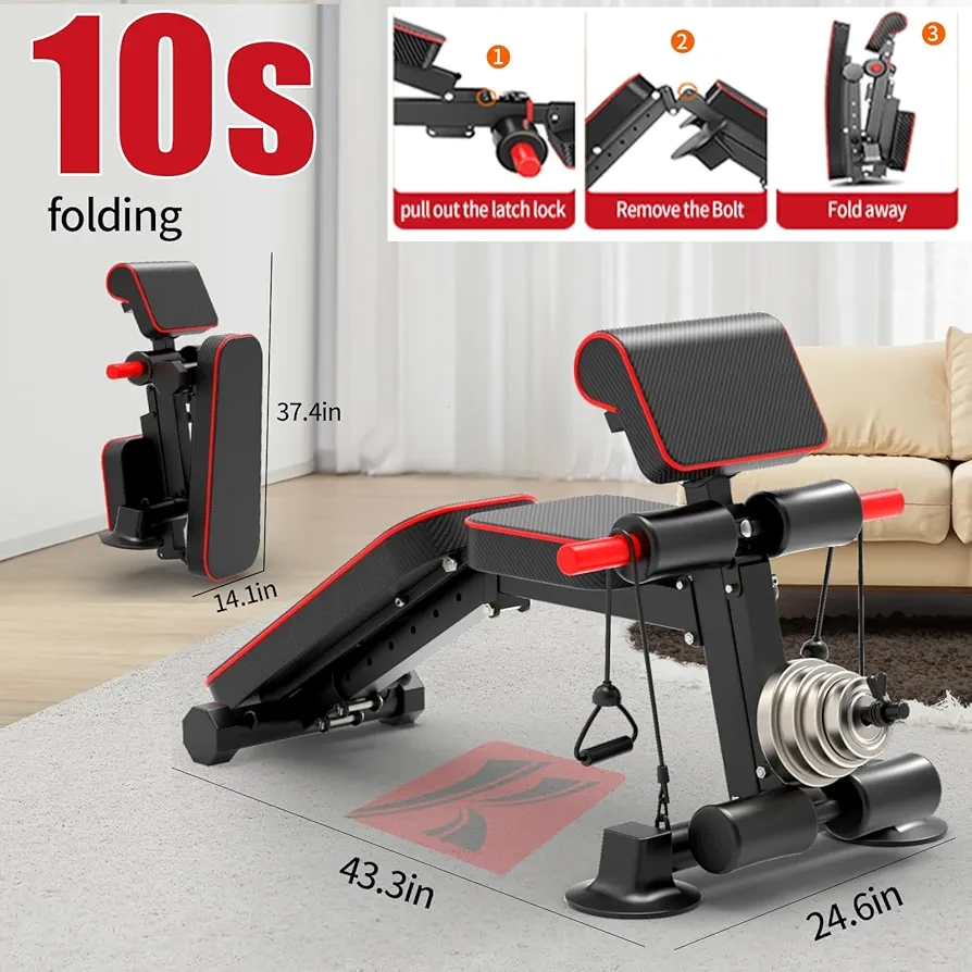 Adjustable Folding Weight Bench With Dumbells Set. - photo 2