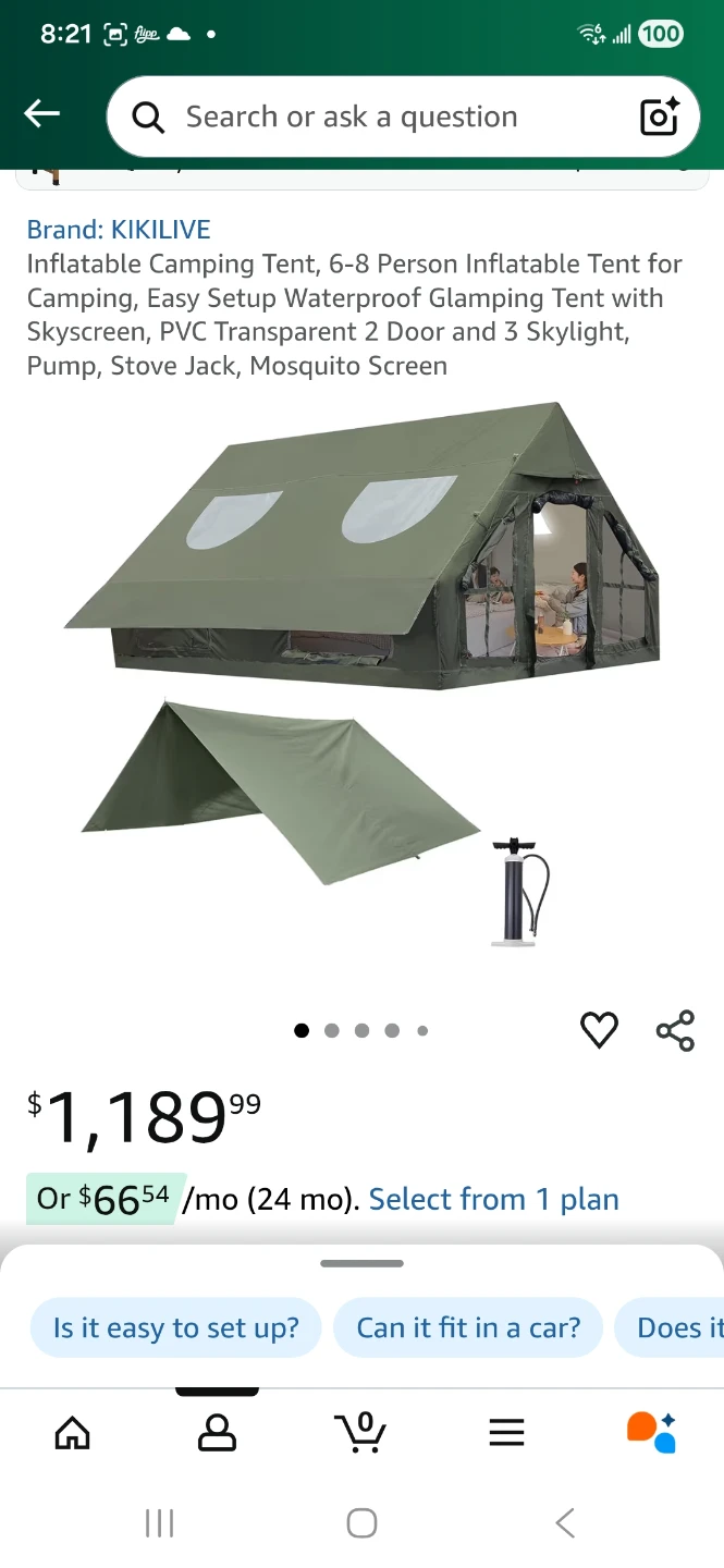 KIKILIVE Inflatable Camping Tent 6-8 Person