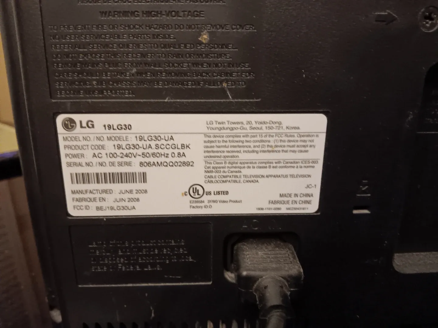 LG 19LG30 19-inch LCD TV #cleanout image indicator(3)