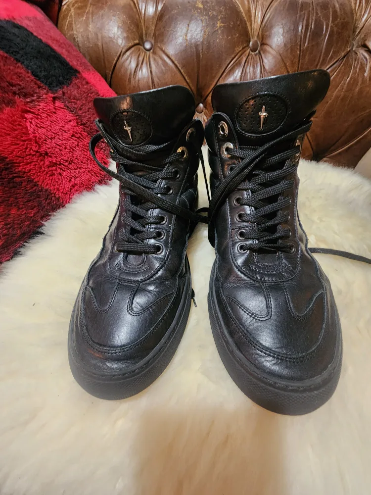 Cesare Paciotti 4US Black Leather High-Top Sneakers