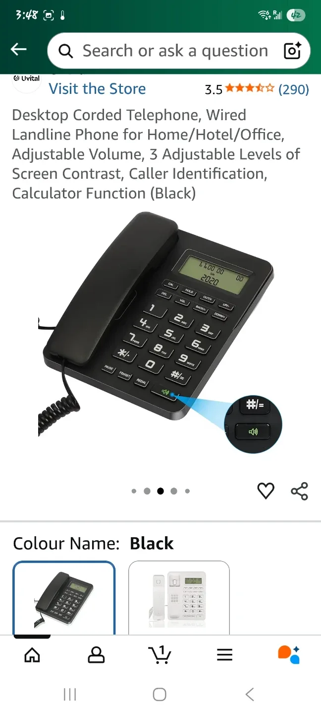 Uvital Desktop Corded Telephone - Black