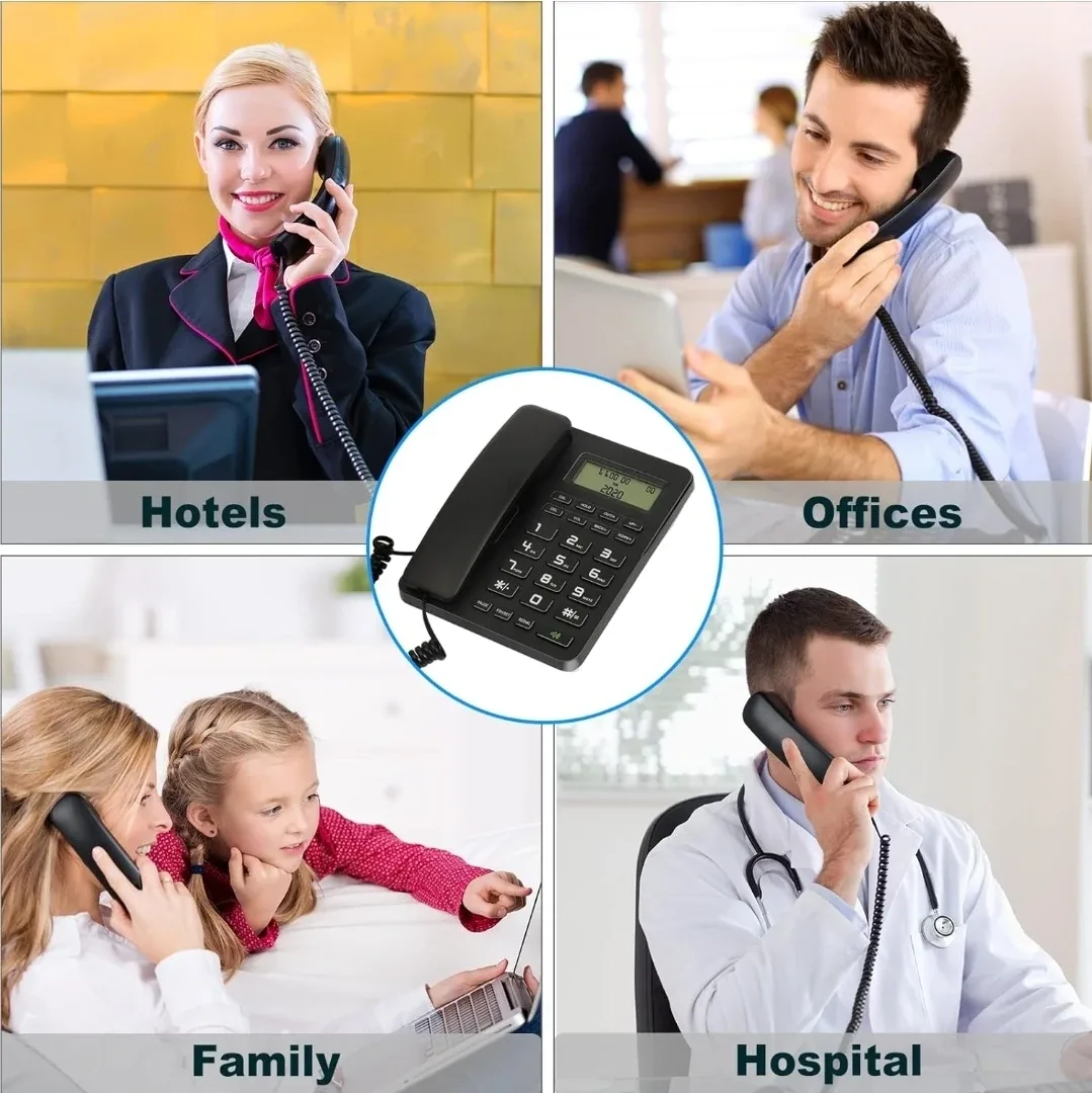 Uvital Desktop Corded Telephone - Black image indicator(4)