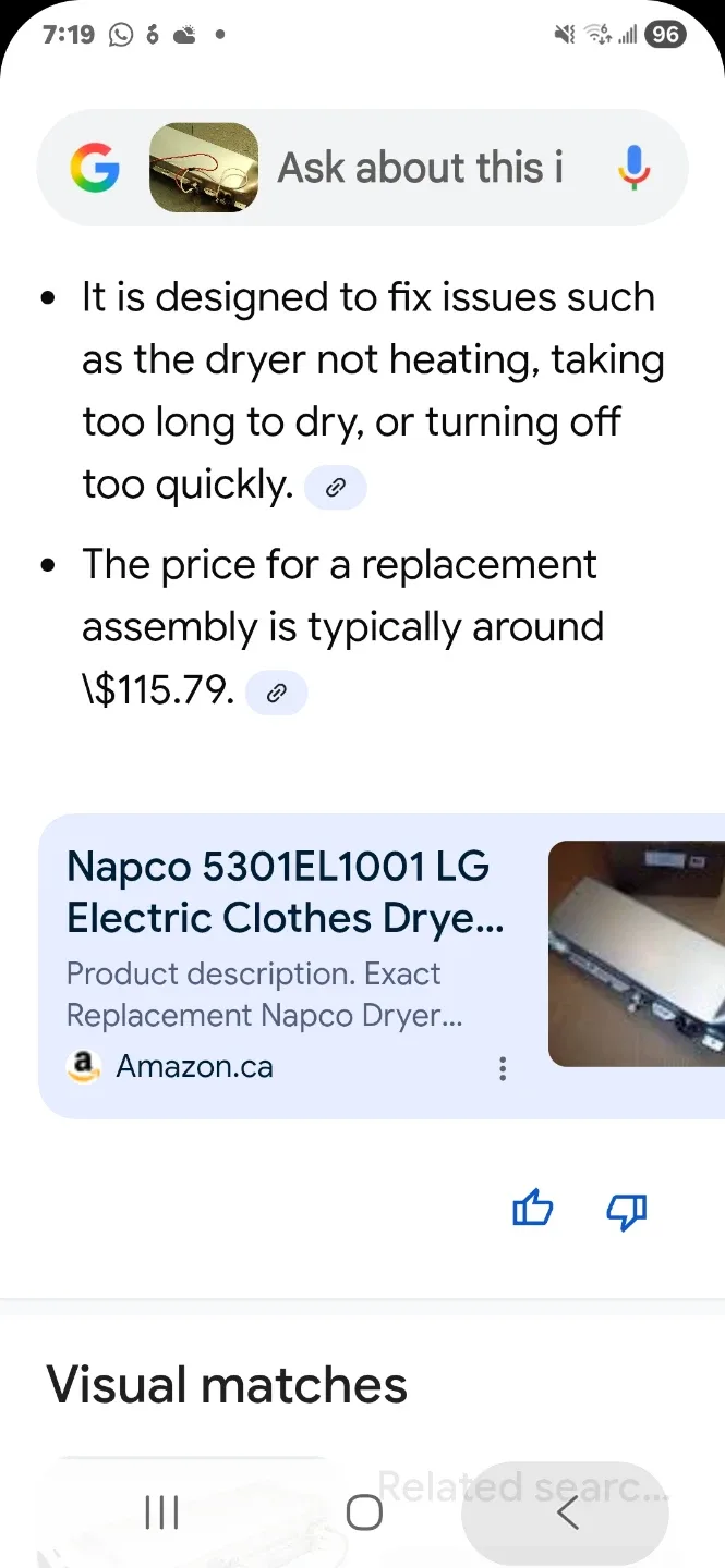 LG Dryer. Element image indicator(3)