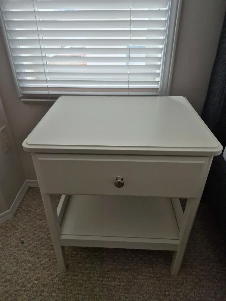 2pcs White Nightstand with Drawer
