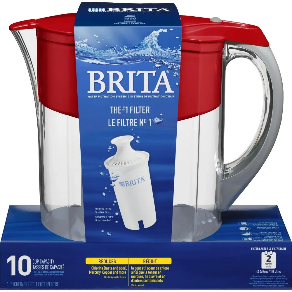 (NEW) Red Brita Water Filtration Pitcher +1 free filter