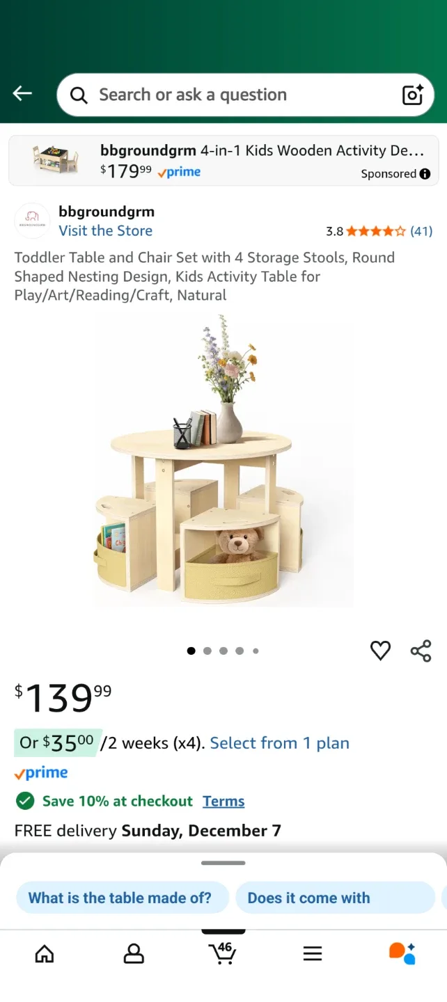 bbgroundgrm 4-in-1 Kids Wooden Activity Table