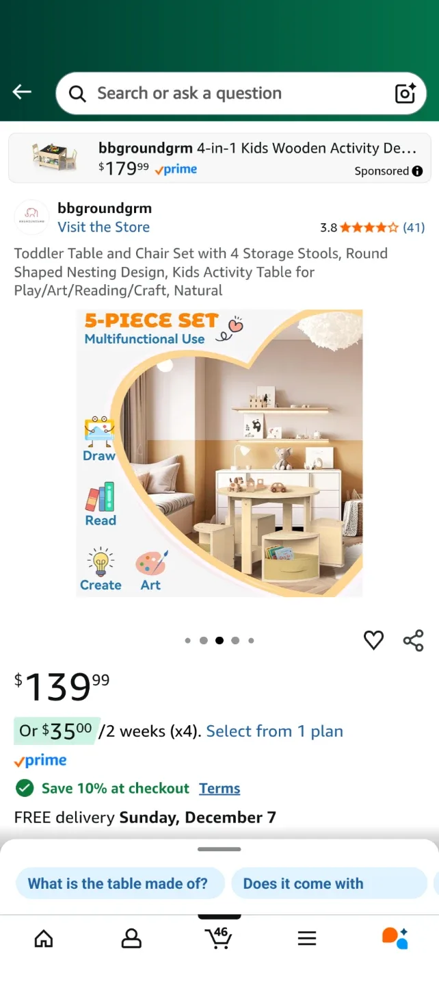 bbgroundgrm 4-in-1 Kids Wooden Activity Table image indicator(3)