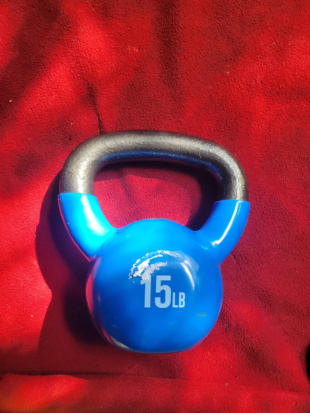 NEW 15LB KETTLEBELL RUBBER COVER STEEL HANDLE