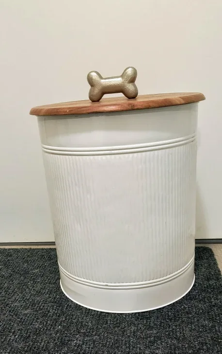 White Dog Treat/Food Metal Storage Container