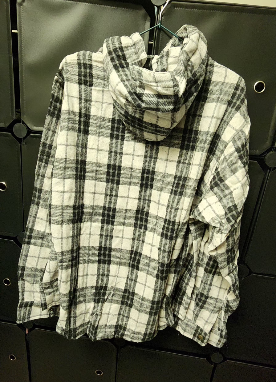 Checkered Hoodie oversized sherpa linen - photo 2