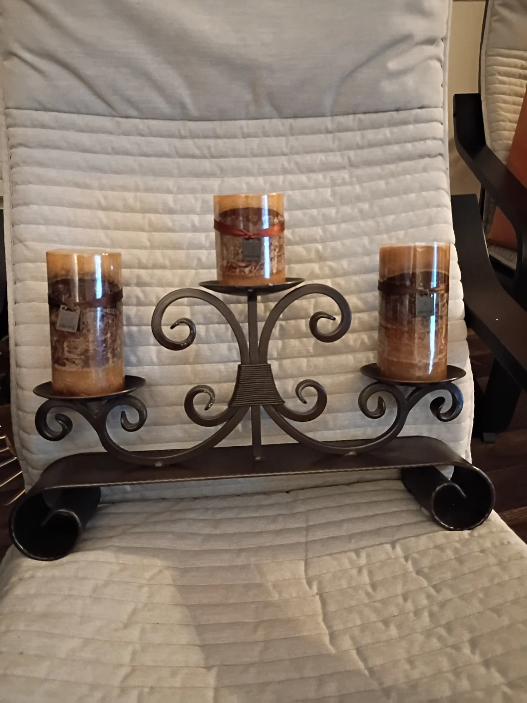 Metal Candle Holder with 3 Candles