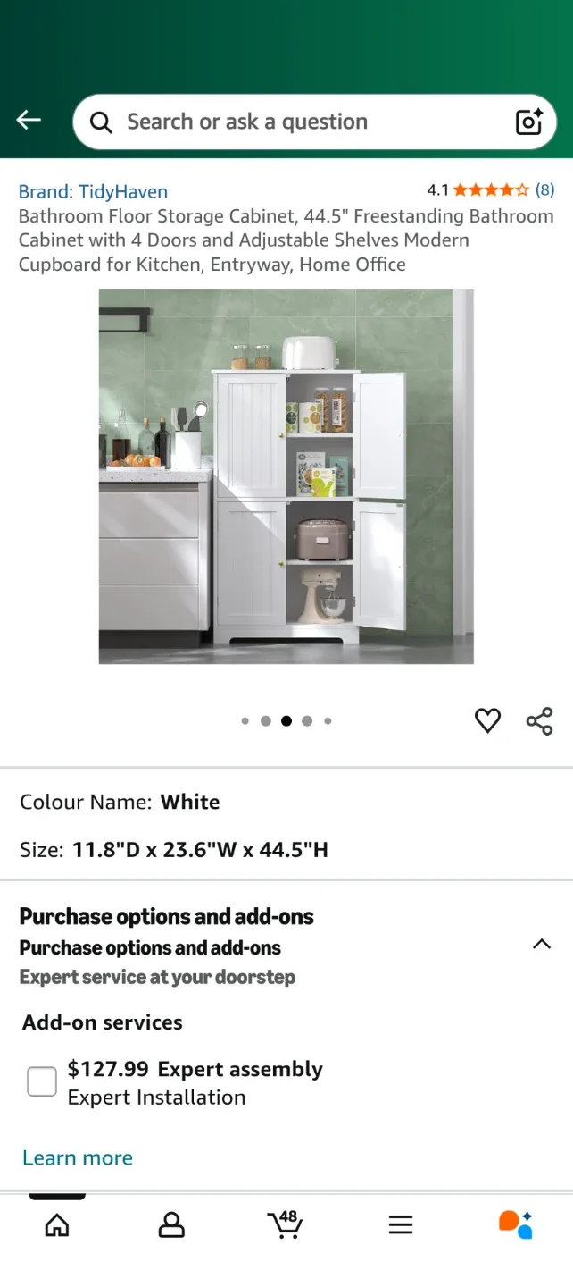 TidyHaven Bathroom Floor Storage Cabinet - White image indicator(6)