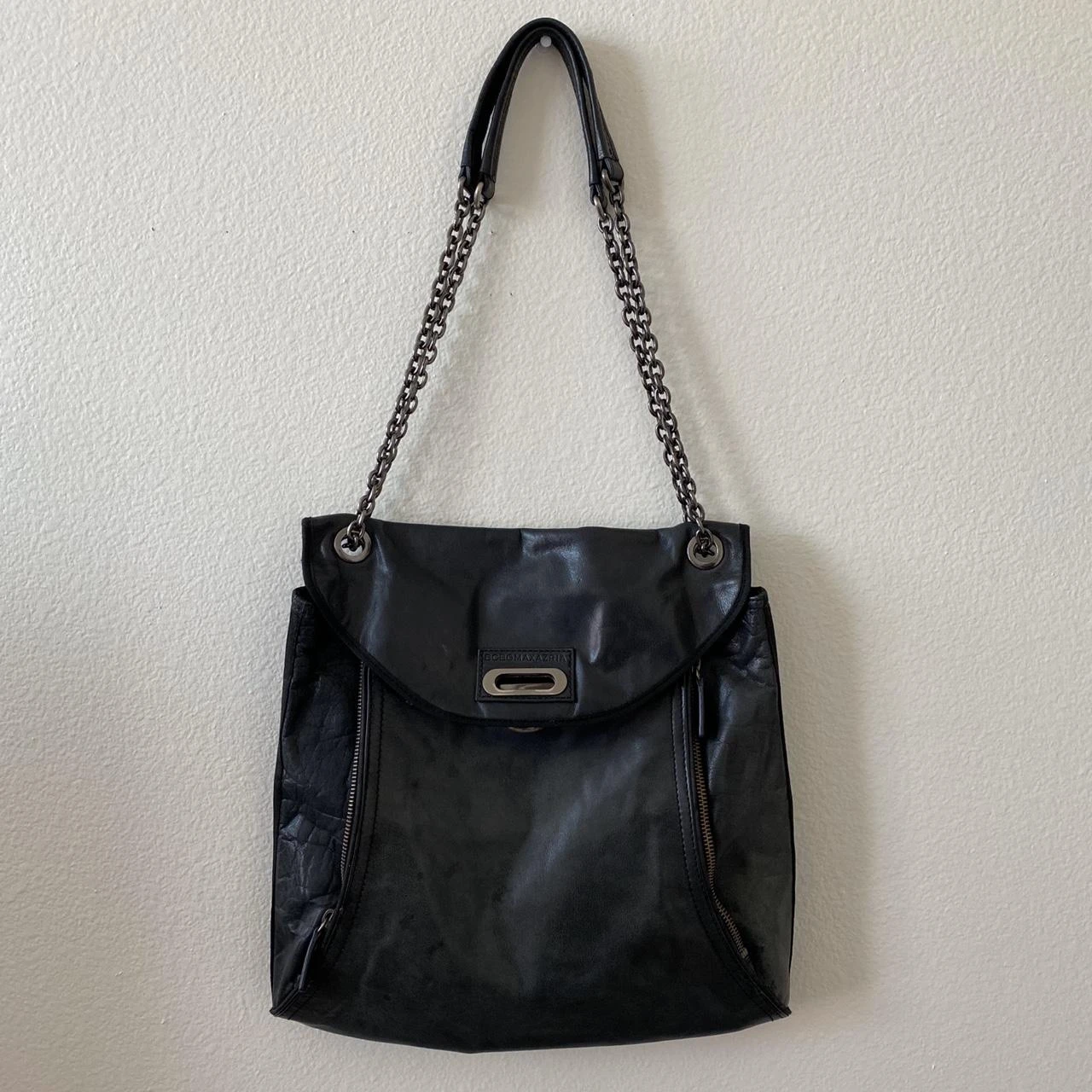BCBG Black Leather Chain Shoulder Bag