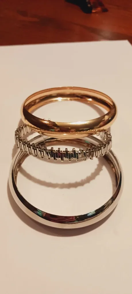 NEW !!"Set of 3 Bangles - Gold, Silver & Rhinestone