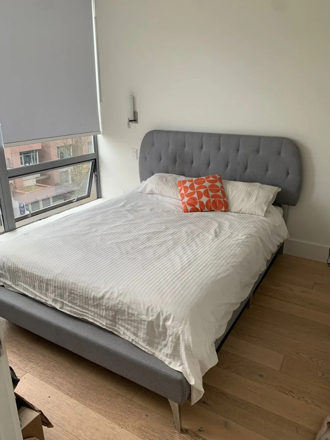 Grey Upholstered Platform Bed Frame image indicator(5)