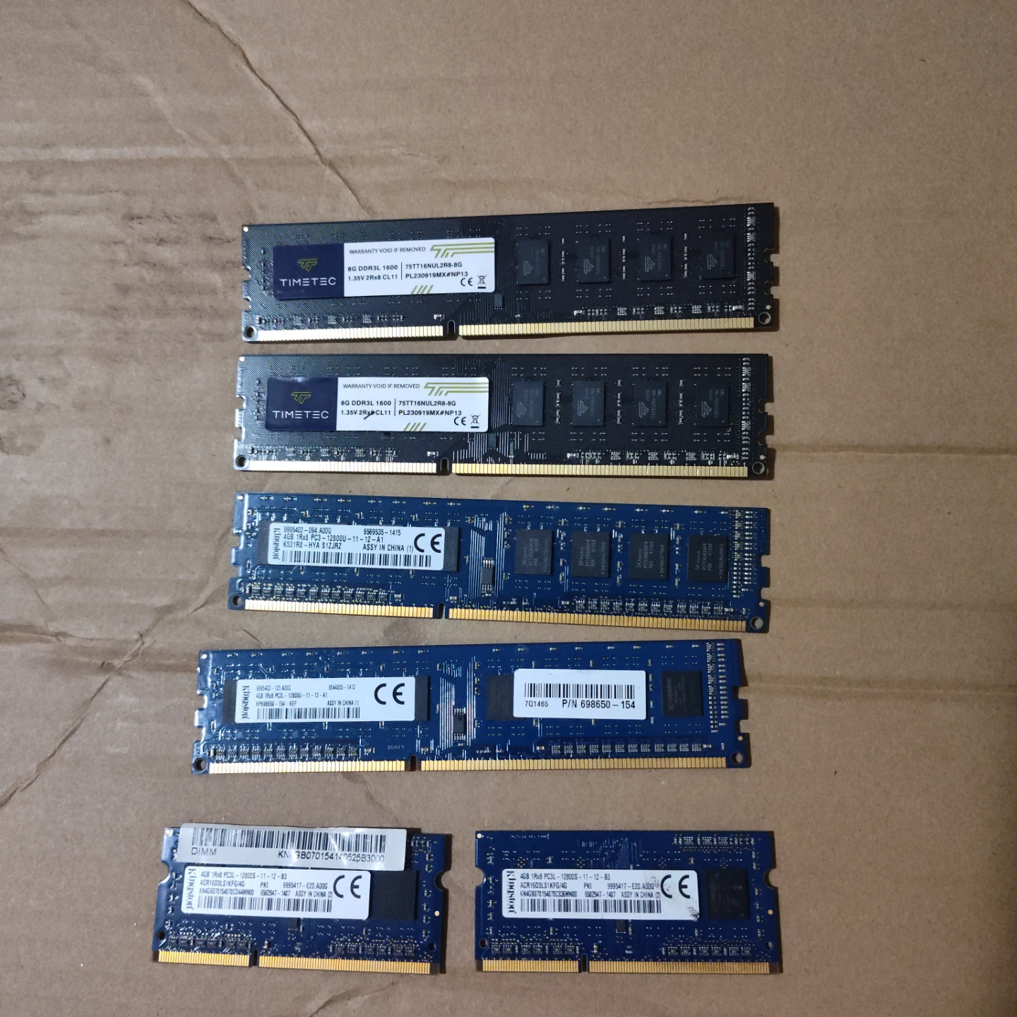 Mixed RAM Lot - Timetec & Kingston
